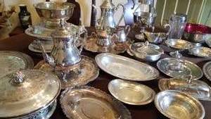 lot 57 image: Collection of Silverplate Servicing Pieces and Accessories