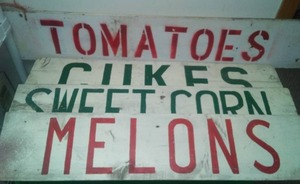 Vegetable Signs on wood.