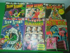 DC comics, 4 Teen Titans, Metal Men, and Blackhawk.