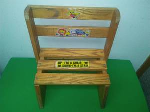 Oak chair to stool Toddler seat, stair, step.