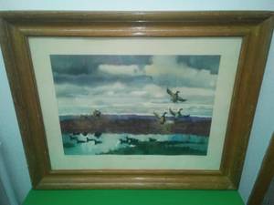 3 Mallards by Roy M. Mason. Watercolor print.