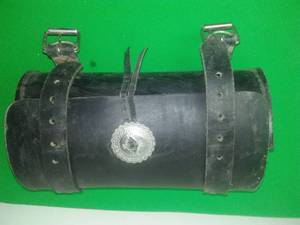 Vintage leather motorcycle bag 10 inches Black