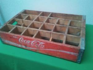 Coca Cola Coke 24 bottles wood case, red, Bismarck,
