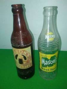 2 Masons Root Beer bottles.