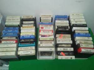8 track tapes and 3 cases.