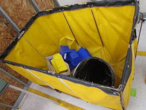 laundry bin on wheels with 3 trash ...