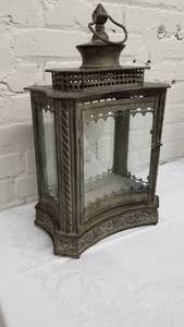 lot 26 image: Architectural Form Metal and Glass Lantern