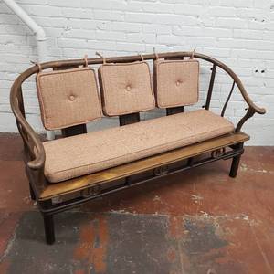 lot 6 image: Antique Chinese 3 Seat Sofa with Foo Lions & Dragons