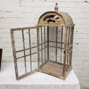 lot 25 image: Charming Tall Wood and Glass Lantern Display