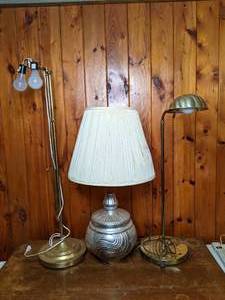 lot 407 image: Lot of (3) Vintage Lamps in Silver and Brass