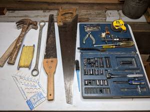 lot 80 image: Lot of Tools Saw, Hammer, Ratchets, and More