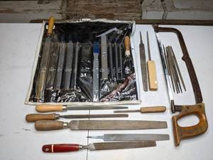lot 62 image: Metal Files and Wood Rasp Tool Set, Various Metal Files, Saw