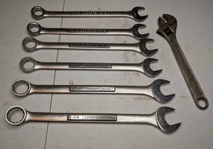 lot 64 image: (6) Craftsman Wrenches & 12 Adjustable Wrench