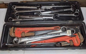 lot 11 image: Tool Master Portable Double Wall Storage Box with 13 Craftsman Wrenches