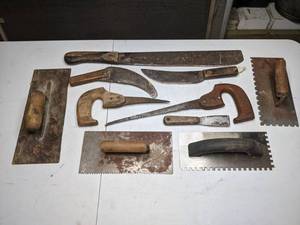 lot 88 image: Lot of (10) Vintage Tools - Most with Wood Handles