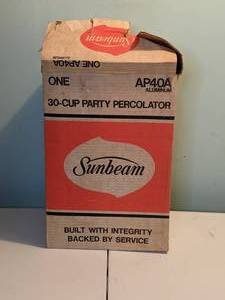 lot 455 image: Vintage Sunbeam 30 Cup Party Percolator w Original Packaging
