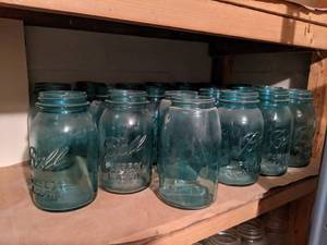 lot 441 image: Lot of (15-20) Large Blue Ball Mason Jars