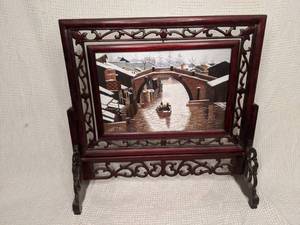 lot 363 image: Gorgeous, Rare Chinese 2-Sided Fiber Art 17.5x 18x 6.5
