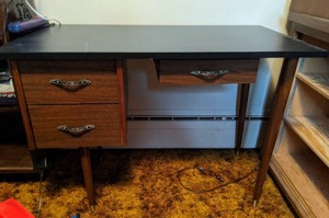 lot 337 image: 3 Drawer Black and Wood Desk