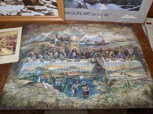 lot 535 image: Americana prints, framedunframed Last Supper puzzle