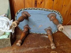 lot 538 image: Upholstered Nursing Stool and Baby Blankets in a Suitcase