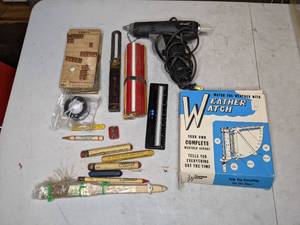 lot 114 image: Vintage Weather Watch, Remco Numbers, Hot Glue Gun, Contractor Pencils and More