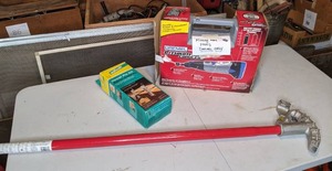lot 97 image: BigBen Aluminum Bender with Handle, 34 in. EMT and 12 in. Rigid, Wolfcraft Dowel Pro Kit, Dremel w Case