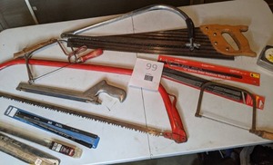 lot 99 image: Mixed Lot of Saws, Replacement Saw Blades, & Tape Measure