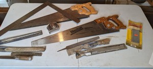 lot 100 image: Mixed Lot of Tools Vintage Disston Handsaw, Vintage Handsaw, Various Metal Files, & More