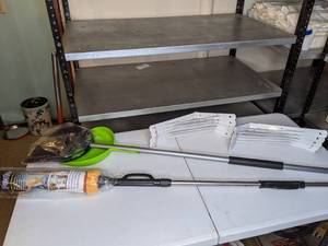 lot 486 image: New Floor Mop, Broom and Dustpan, and Wall Brackets