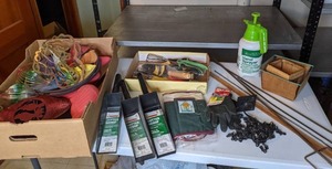 lot 488 image: Adorable Outdoor Decor, Gardening Supplies, Gutter Scoops, Etc.