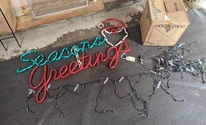 lot 557 image: Seasons Greetings Light Up Sign & Lot of Christmas Lights