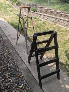 lot 561 image: Set of (2) Vintage Wooden Ladders