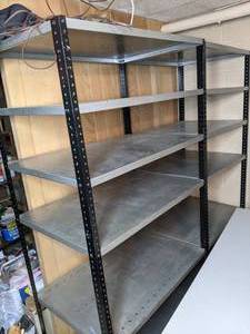 lot 214 image: Industrial Metal Shelf & Corner Shelf Unit