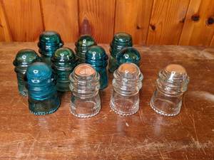 lot 223 image: Lot of (11) Vintage Electrical Glass Insulators
