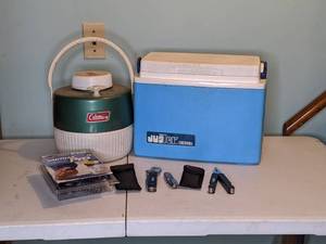 lot 203 image: Be Prepared Lot - Vintage Coolers, Multi-tools and Yak-Trax