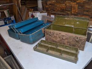 lot 32 image: Lot of (2) Vintage Tool or Tackle Boxes
