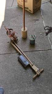 lot 807 image: Vintage Lantern, Vintage Bird Feeder, 1956 Hand Corn Planter, and More