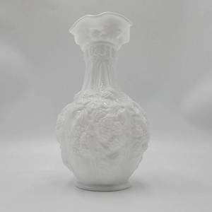 Vintage 1950s Loganberry White Milk Glass Vase by Imperial