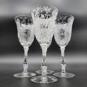 Set of 4 Antique1930s Rose Point Water Goblets by Cambridge ($180 Value)