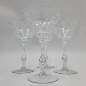 Set of 4 Antique1930s Rose Point ChampagneSherbet Glasses by Cambridge ($100 Value)