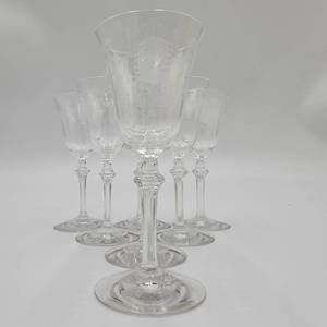 Set of 7 Rare Antique 1900s Heisey Renaissance Wine Glasses