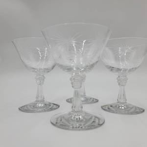 Set of 4 Vintage 1940s Lido by Fostoria Low ChampagneSherbet Glasses ($100 Value)