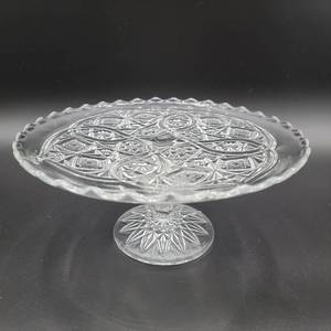 Antique 1900s Early American Pattern Glass Cake Stand