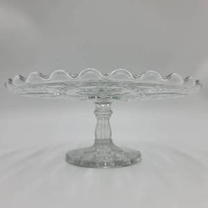 Antique 1910 Early American Pattern Glass Rosette with Pinwheels Cake Stand by Indiana Glass