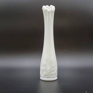 Vintage 1940s Swung Bud Vase Paneled Grape White Milk Glass by Westmoreland