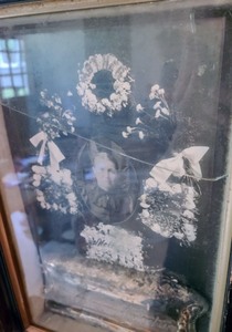 lot 389 image: Victorian Mourning Portrait in Shadow Box