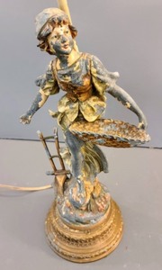 lot 396 image: Vintage Figural Maiden Lamp
