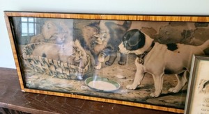 lot 428 image: Fun Framed Puppy and Kitten Prints