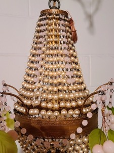 lot 443 image: Beaded Chandelier with Glass Cherry Accents
